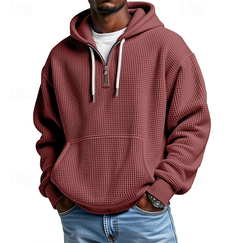 Men's Hoodie Quarter Zip Hoodie Black Light Green Wine Army Green Royal Blue Hooded Plain Drawstring Pocket Sports & Outdoor Daily Holiday Polyester Streetwear Basic Casual Spring Fall Clothing 2025 - $28.99 –P6