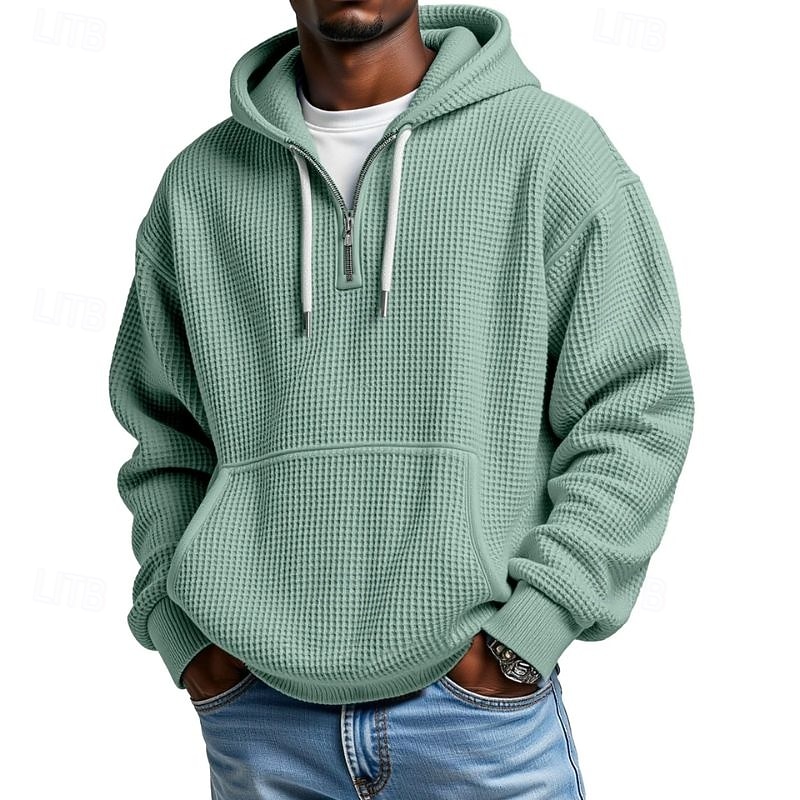 Men's Hoodie Quarter Zip Hoodie Black Light Green Wine Army Green Royal Blue Hooded Plain Drawstring Pocket Sports & Outdoor Daily Holiday Polyester Streetwear Basic Casual Spring Fall Clothing 2025 - $28.99 –P10