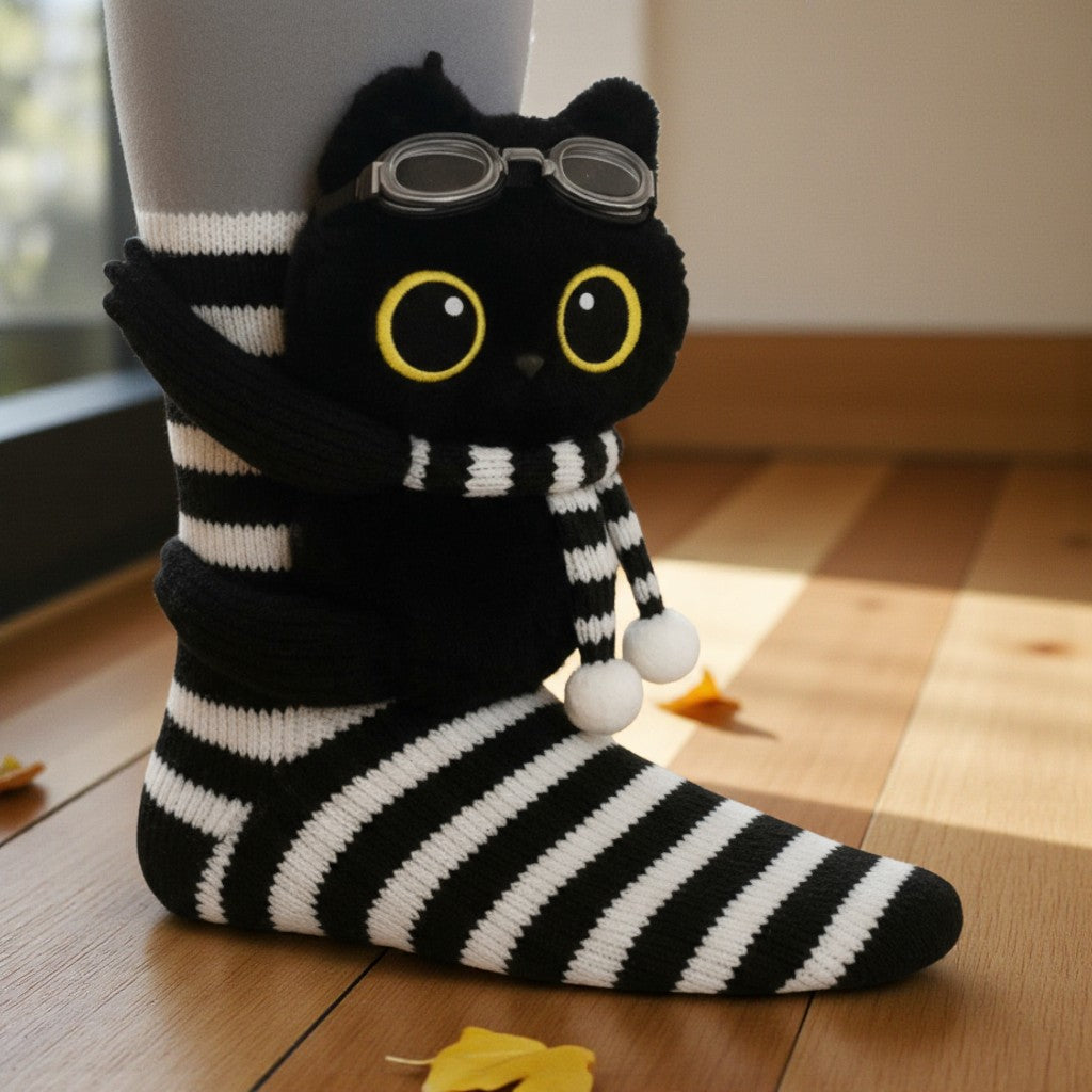Zoe - Striped socks with animals