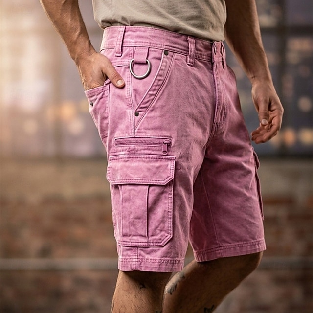 Men's Tactical Cargo Cargo Shorts Shorts Casual Shorts Pocket Flap Pocket Plain Knee Length Casual Outdoor Streetwear Fashion Streetwear Blue Black Inelastic