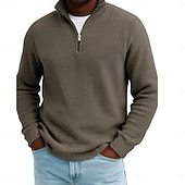 Men's Waffle Polo Shirts Outdoor Causal Fashion Modern Solid Color Textured Knitted Fall & Winter