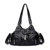 Women's Vintage Brown Leather Shoulder Bag - Stylish Multi-Pocket Handbag with Braided Detail and Zipper Accents for Everyday Use and Travel