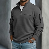 Men's Waffle Polo Shirts Textured Sports & Outdoor Casual Long Sleeve Fashion Comfortable Cross-Seasons