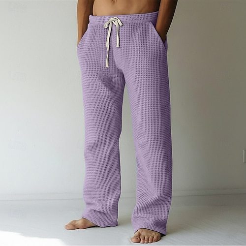 Men's Waffle Polo Shirts Outdoor Causal Fashion Modern Solid Color Textured Knitted Fall & Winter