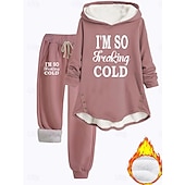 Women's Hoodie Sweatshirt Pullover Sherpa Letter Casual Sports Print Warm Fuzzy Comfrt Hoodie Long Sleeve Top Micro-elastic Fall & Winter Comfrt Breathable Soft Fabric