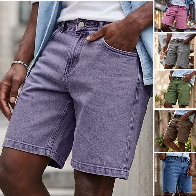 SoftFade™ Men's Shorts Casual Shorts Acid Wash Shorts Pocket Plain Comfort Breathable Knee Length