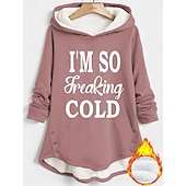 Women's Hoodie Sweatshirt Pullover Sherpa Letter Casual Sports Print Warm Fuzzy Comfrt Hoodie Long Sleeve Top Micro-elastic Fall & Winter Comfrt Breathable Soft Fabric