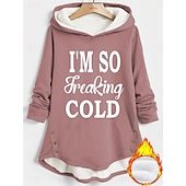 Women's Hoodie Sweatshirt Pullover Sherpa Letter Casual Sports Print Warm Fuzzy Comfrt Hoodie Long Sleeve Top Micro-elastic Fall & Winter Comfrt Breathable Soft Fabric