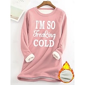 Women's Hoodie Sweatshirt Pullover Sherpa Letter Casual Sports Print Warm Fuzzy Comfrt Hoodie Long Sleeve Top Micro-elastic Fall & Winter Comfrt Breathable Soft Fabric