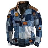 Men's Color Block Zip Sweater Sweatshirts Zip Sweatshirt Quarter Zip Hoodie Long Sleeve Sweatshirt Quarter Zip Casual Hip Hop 3D Print Vacation Sports Outdoor Holiday Print Spring &  Fall