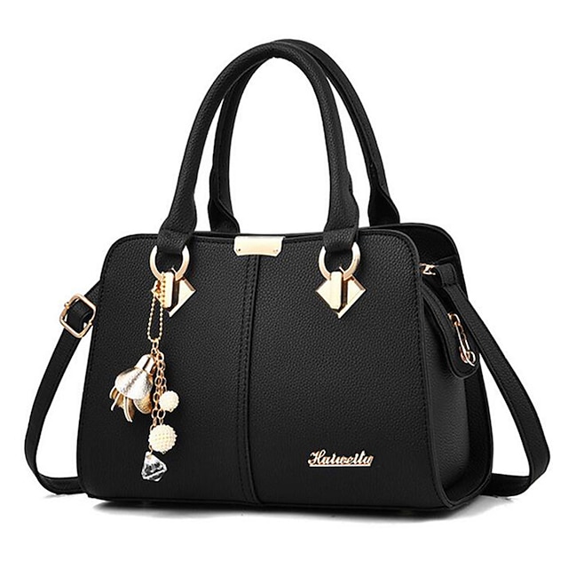 Women's Elegant Blue Handbag with Removable Strap and Stylish Charm De