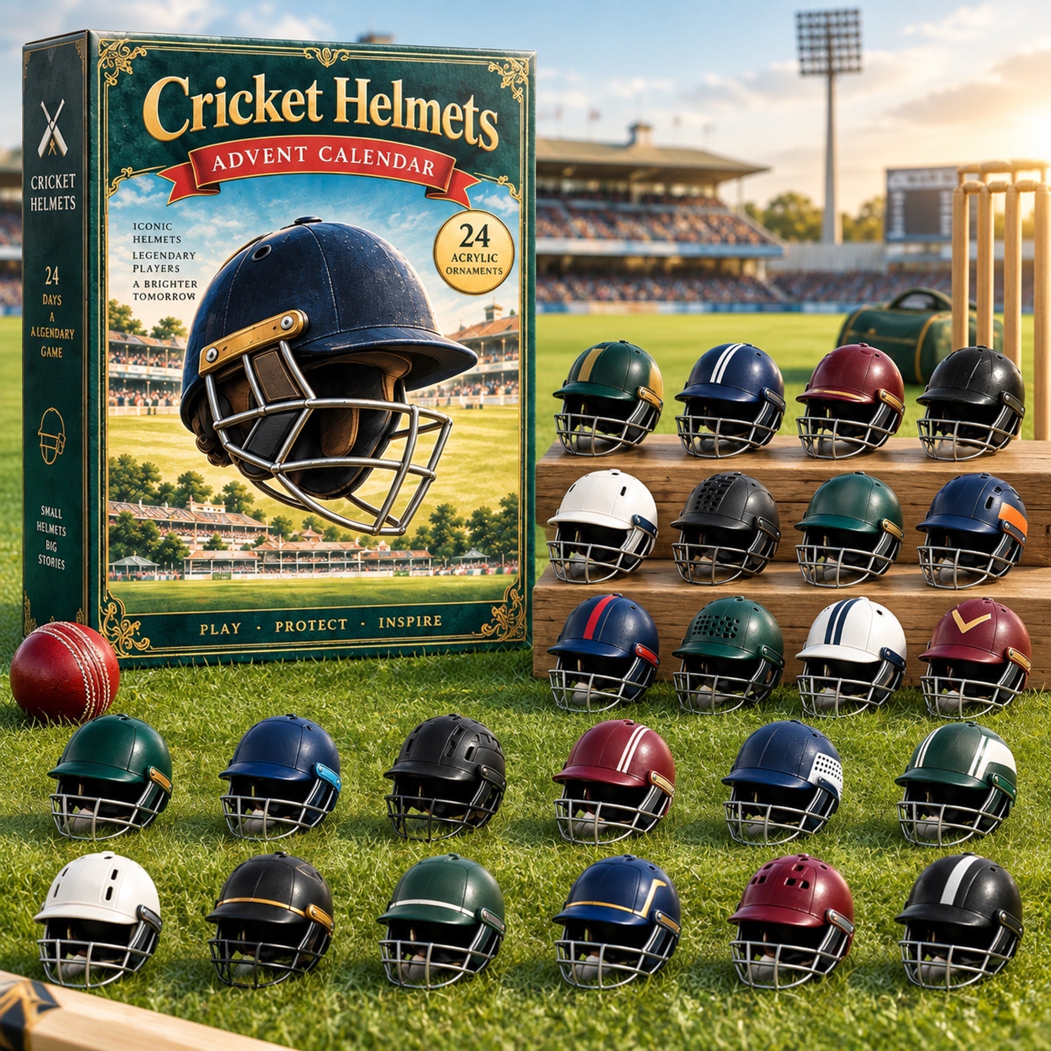 Cricket Helmets Advent Calendar 2026 with 24 acrylic helmet charms – image 3