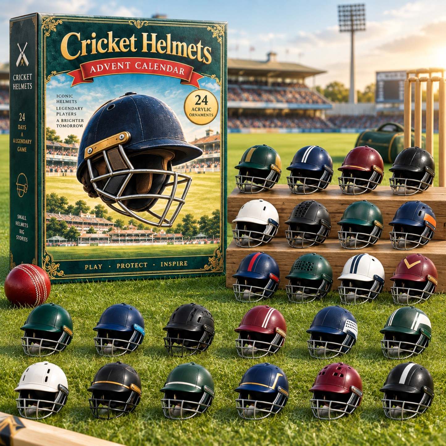 Cricket Helmets Advent Calendar 2026 with 24 acrylic helmet charms – image 3