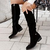 Women's Suede Knee-High Boots with Slouchy Design - Perfect for Fall Fashion