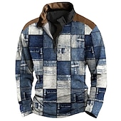 Men's Color Block Zip Sweater Sweatshirts Zip Sweatshirt Quarter Zip Hoodie Long Sleeve Sweatshirt Quarter Zip Casual Hip Hop 3D Print Vacation Sports Outdoor Holiday Print Spring &  Fall