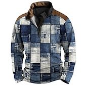Men's Color Block Zip Sweater Sweatshirts Zip Sweatshirt Quarter Zip Hoodie Long Sleeve Sweatshirt Quarter Zip Casual Hip Hop 3D Print Vacation Sports Outdoor Holiday Print Spring &  Fall