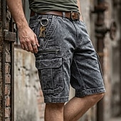 Men's Tactical Cargo Cargo Shorts Shorts Casual Shorts Pocket Flap Pocket Plain Knee Length Casual Outdoor Streetwear Fashion Streetwear Blue Black Inelastic