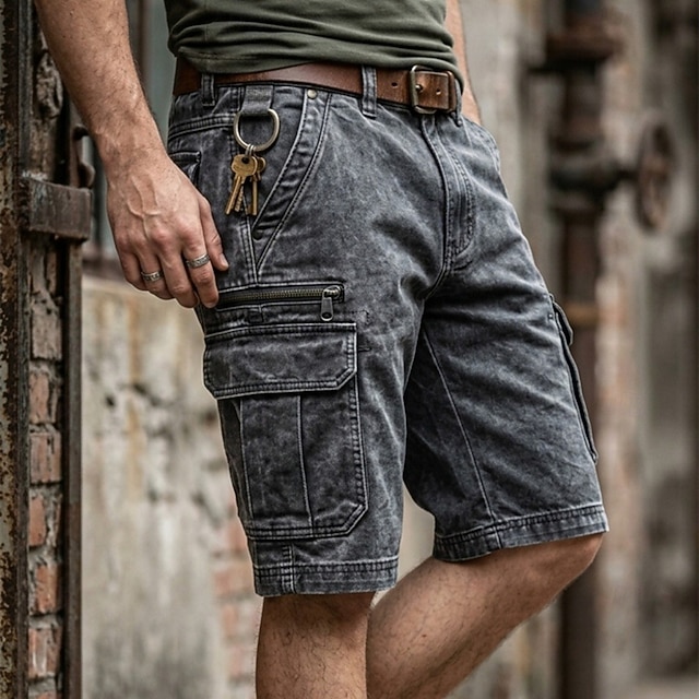 Men's Tactical Cargo Cargo Shorts Shorts Casual Shorts Pocket Flap Pocket Plain Knee Length Casual Outdoor Streetwear Fashion Streetwear Blue Black Inelastic