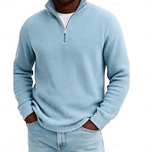 Men's Waffle Polo Shirts Outdoor Causal Fashion Modern Solid Color Textured Knitted Fall & Winter