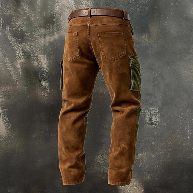 Men's Cargo Pants Trousers Corduroy Pants Faux Suede Pants Casual Pants Pocket Elastic Waist Multi Pocket Plain Comfort Soft Full Length Outdoor Casual Daily Vacation Fashion Loose Fit Black Navy Blue