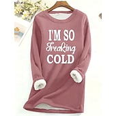 Women's Hoodie Sweatshirt Pullover Sherpa Letter Casual Sports Print Warm Fuzzy Comfrt Hoodie Long Sleeve Top Micro-elastic Fall & Winter Comfrt Breathable Soft Fabric