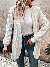 Women's Casual Jacket Warm Comfortable Adjustable Fashion Turndown Regular Fit Long Sleeve Outerwear Fall Winter