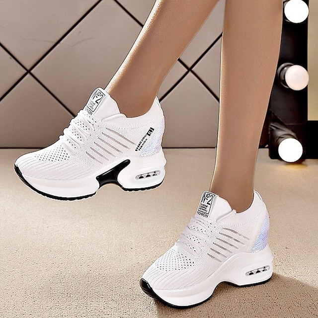 Women's White Air Cushion Running Sneakers