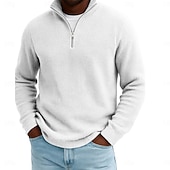 Men's Waffle Polo Shirts Outdoor Causal Fashion Modern Solid Color Textured Knitted Fall & Winter