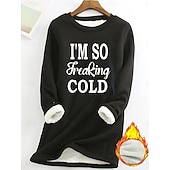 Women's Hoodie Sweatshirt Pullover Sherpa Letter Casual Sports Print Warm Fuzzy Comfrt Hoodie Long Sleeve Top Micro-elastic Fall & Winter Comfrt Breathable Soft Fabric