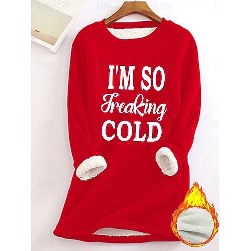 Women's Hoodie Sweatshirt Pullover Sherpa Letter Casual Sports Print Warm Fuzzy Comfrt Hoodie Long Sleeve Top Micro-elastic Fall & Winter Comfrt Breathable Soft Fabric