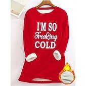 Women's Hoodie Sweatshirt Pullover Sherpa Letter Casual Sports Print Warm Fuzzy Comfrt Hoodie Long Sleeve Top Micro-elastic Fall & Winter Comfrt Breathable Soft Fabric