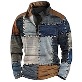Men's Color Block Zip Sweater Sweatshirts Zip Sweatshirt Quarter Zip Hoodie Long Sleeve Sweatshirt Quarter Zip Casual Hip Hop 3D Print Vacation Sports Outdoor Holiday Print Spring &  Fall