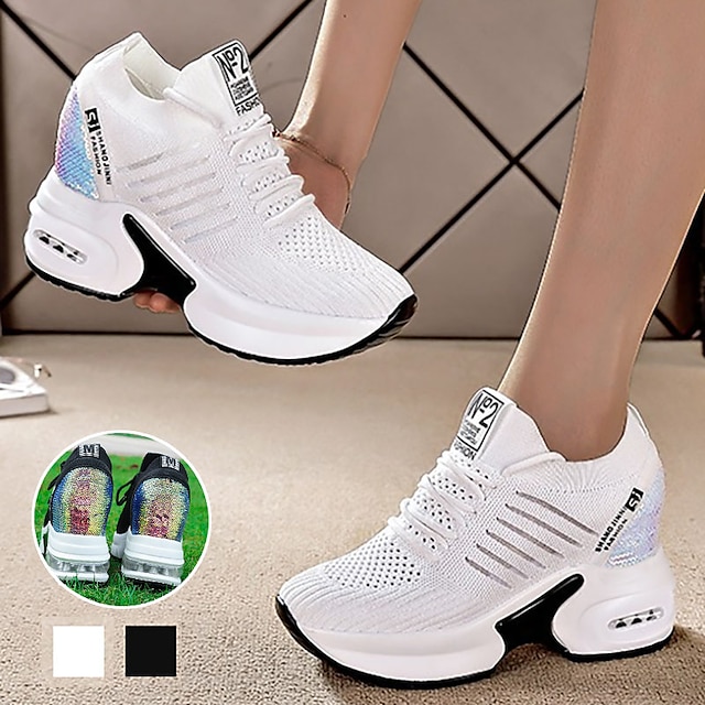 Women's White Air Cushion Running Sneakers