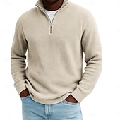 Men's Waffle Polo Shirts Outdoor Causal Fashion Modern Solid Color Textured Knitted Fall & Winter