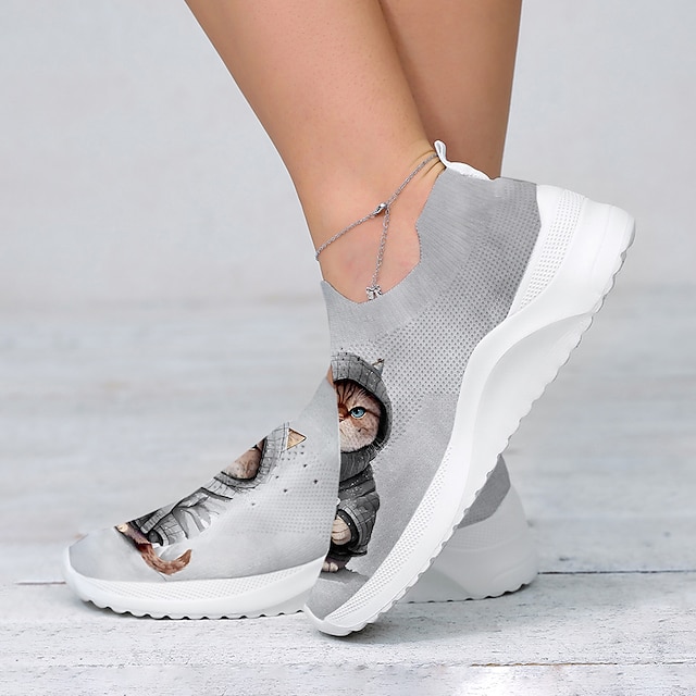 Women's Cute Cat Print Slip-On Sneakers