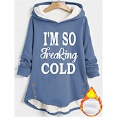 Women's Hoodie Sweatshirt Pullover Sherpa Letter Casual Sports Print Warm Fuzzy Comfrt Hoodie Long Sleeve Top Micro-elastic Fall & Winter Comfrt Breathable Soft Fabric