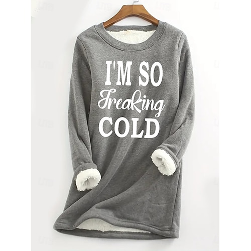 Women's Hoodie Sweatshirt Pullover Sherpa Letter Casual Sports Print Warm Fuzzy Comfrt Hoodie Long Sleeve Top Micro-elastic Fall & Winter Comfrt Breathable Soft Fabric