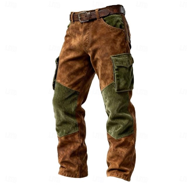 Men's Cargo Pants Trousers Corduroy Pants Faux Suede Pants Casual Pants Pocket Elastic Waist Multi Pocket Plain Comfort Soft Full Length Outdoor Casual Daily Vacation Fashion Loose Fit Black Navy Blue