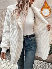 Women's Casual Jacket Warm Comfortable Adjustable Fashion Turndown Regular Fit Long Sleeve Outerwear Fall Winter