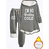 Women's Hoodie Sweatshirt Pullover Sherpa Letter Casual Sports Print Warm Fuzzy Comfrt Hoodie Long Sleeve Top Micro-elastic Fall & Winter Comfrt Breathable Soft Fabric