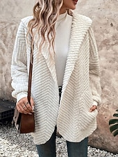 Women's Casual Jacket Warm Comfortable Adjustable Fashion Turndown Regular Fit Long Sleeve Outerwear Fall Winter