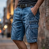 Men's Tactical Cargo Cargo Shorts Shorts Casual Shorts Pocket Flap Pocket Plain Knee Length Casual Outdoor Streetwear Fashion Streetwear Blue Black Inelastic