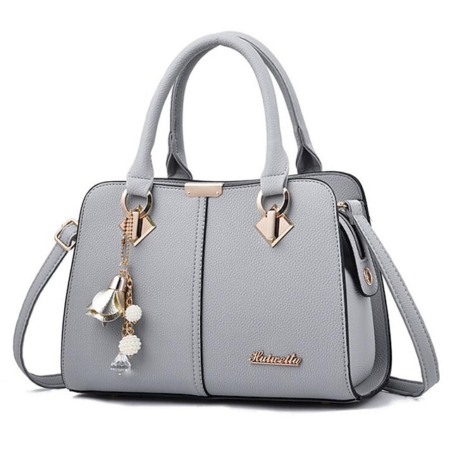 Women's Elegant Blue Handbag with Removable Strap and Stylish Charm De