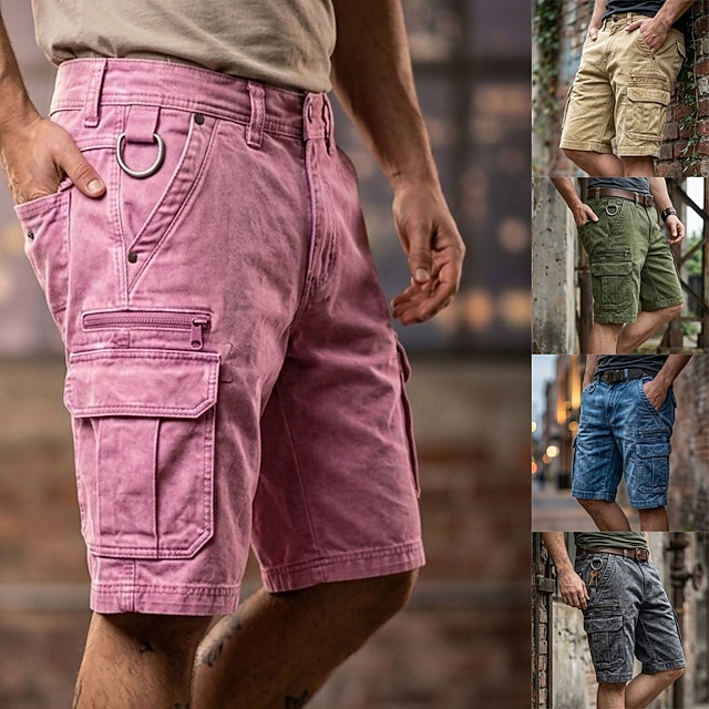 Men's Tactical Cargo Cargo Shorts Shorts Casual Shorts Pocket Flap Pocket Plain Knee Length Casual Outdoor Streetwear Fashion Streetwear Blue Black Inelastic