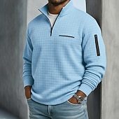 Men's Waffle Polo Shirts Textured Sports & Outdoor Casual Long Sleeve Fashion Comfortable Cross-Seasons