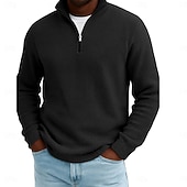 Men's Waffle Polo Shirts Outdoor Causal Fashion Modern Solid Color Textured Knitted Fall & Winter