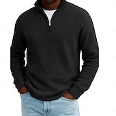 Men's Waffle Polo Shirts Outdoor Causal Fashion Modern Solid Color Textured Knitted Fall & Winter