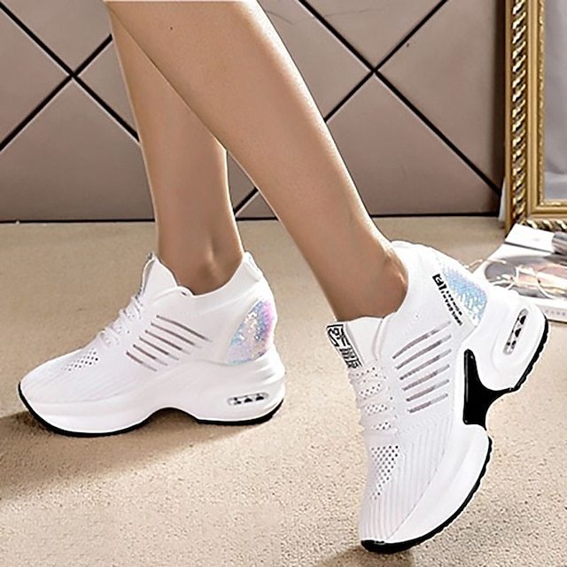 Women's White Air Cushion Running Sneakers