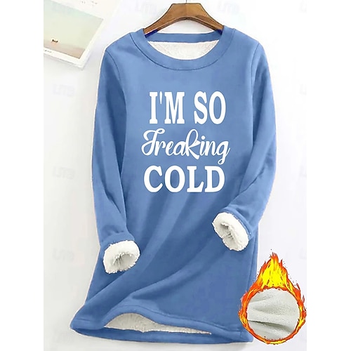 Women's Hoodie Sweatshirt Pullover Sherpa Letter Casual Sports Print Warm Fuzzy Comfrt Hoodie Long Sleeve Top Micro-elastic Fall & Winter Comfrt Breathable Soft Fabric