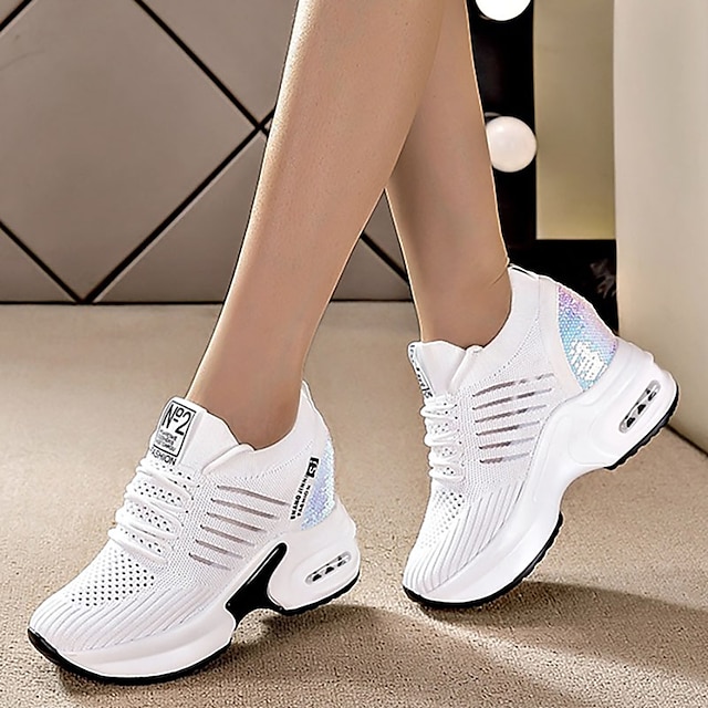 Women's White Air Cushion Running Sneakers